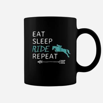 Eat Sleep Ride Horses Repeat Horseback Riding Coffee Mug - Seseable