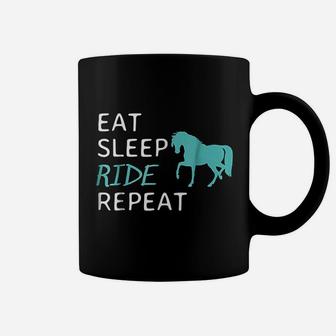 Eat Sleep Ride Horses Repeat Horseback Riding Coffee Mug - Seseable