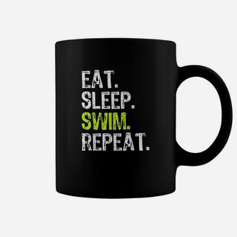 Eat Sleep Swim Repeat Swimming Swimmer Funny Gift Christmas Coffee Mug - Seseable