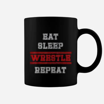 Eat Sleep Wrestle Repeat Vintage Coffee Mug - Seseable