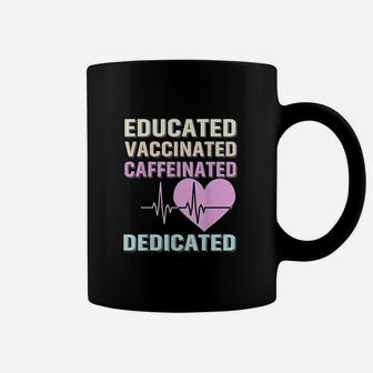 Educated Vaccinated Caffeinated Dedicated Funny Gift Coffee Mug - Seseable