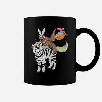 Egg Basket Easter Sloth Riding A Zebra Cat Unicorn Coffee Mug - Seseable