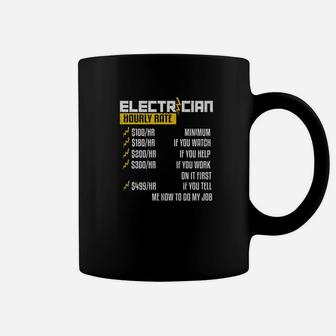 Electrician Hourly Rate Humor Joke Repair Dad Papa Shirt Coffee Mug - Seseable