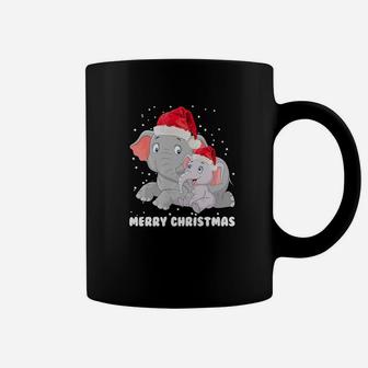 Elephant Mom And Baby Christmas Elephant Christmas Coffee Mug - Seseable
