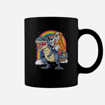 English Bulldog Unicorn Dinosaur T Rex Girls Rainbow Gifts Coffee Mug - Seseable