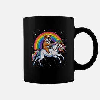 English Bulldog Unicorn Girls Space Galaxy Rainbow Coffee Mug - Seseable