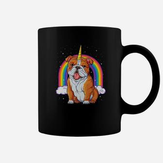 English Bulldog Unicorn Kids Space Galaxy Rainbow Coffee Mug - Seseable