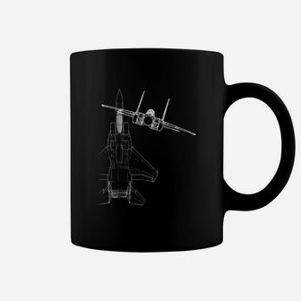 F15 Eagle Line Art Military Jet Fighter Coffee Mug - Seseable
