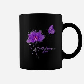 Faith Hope Love Butterfly Daisy Alzheimer's Awareness Coffee Mug - Seseable