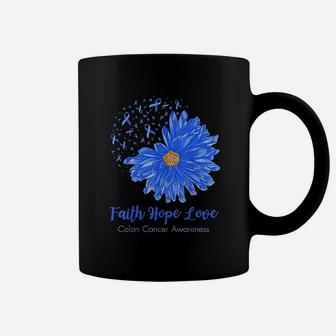 Faith Hope Love Colon Canker Awareness Flower Blue Gifts Coffee Mug - Seseable