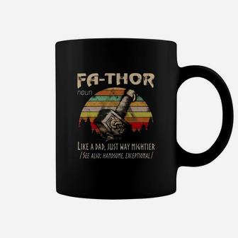 Fathor Like A Dad Just Way Mightier Vintage Mjolnir Father Day Coffee Mug - Seseable