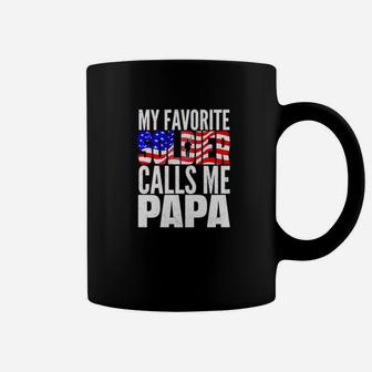 Favorite Soldier Calls Me Papa Proud Army Grandpa Shirt Coffee Mug - Seseable