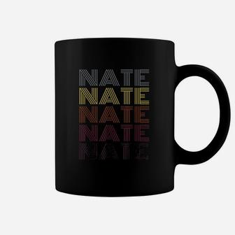 First Name Nate Retro Pattern Vintage Coffee Mug - Seseable