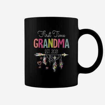 First Time Grandma Est 2021 Hippie Flower Coffee Mug - Seseable