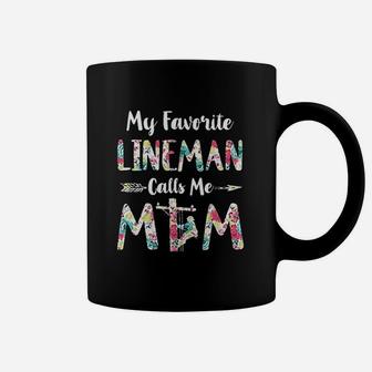 Floral My Favorite Lineman Calls Me Mom Coffee Mug - Seseable