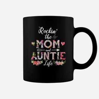 Flower Rockin The Mom And Auntie Life Coffee Mug - Seseable