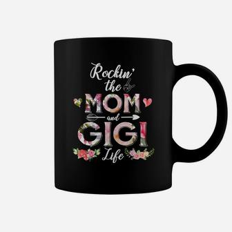 Flower Rockin The Mom And Gigi Life Coffee Mug - Seseable