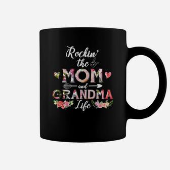 Flower Rockin The Mom And Grandma Life Coffee Mug - Seseable