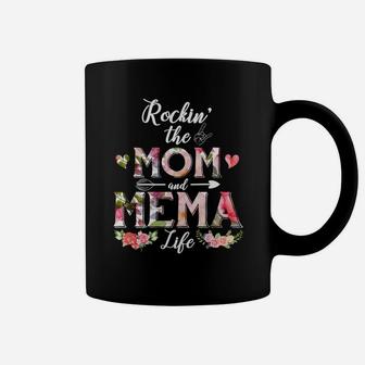 Flower Rockin The Mom And Mema Life Coffee Mug - Seseable