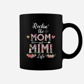 Flower Rockin The Mom And Mimi Life Coffee Mug - Seseable