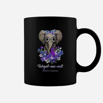 Forget Me Not Alzheimers Awareness Elephant Flower Coffee Mug - Seseable