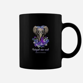 Forget Me Not Alzheimer's Awareness Elephant Flower Coffee Mug - Seseable