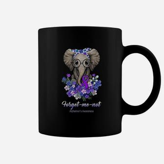 Forget Me Not Alzheimers Awareness Elephant Flower Coffee Mug - Seseable