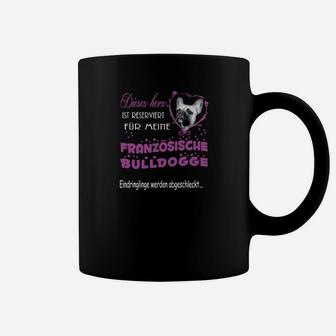 Französische Bulldoggen Liebhaber Tassen, Schwarz mit Herz & Pfoten - Seseable