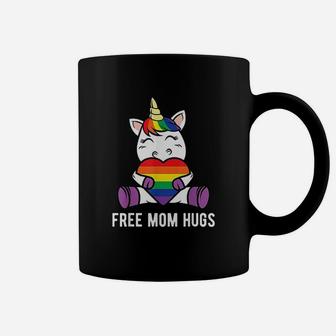 Free Mom Hugs Funny Unicorn Gay Lgbt Pride Month Coffee Mug - Seseable
