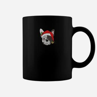 Frenchie Santa Christmas Distressed French Bulldog Coffee Mug - Seseable