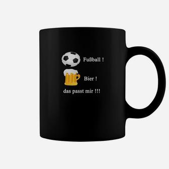 Fußball & Bier Fan Tassen Schwarz, Spruch Tee für Sportliebhaber - Seseable