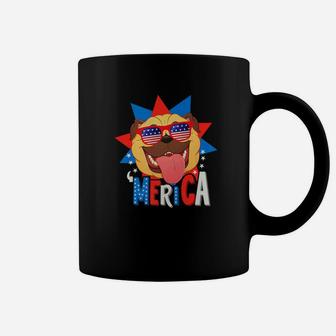 Funny 4th Of July Pug Merica American Flag Dog Lovers Gifts Premium Coffee Mug - Seseable