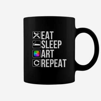 Funny Artist Gift - Eat Sleep Art Repeat Coffee Mug - Seseable