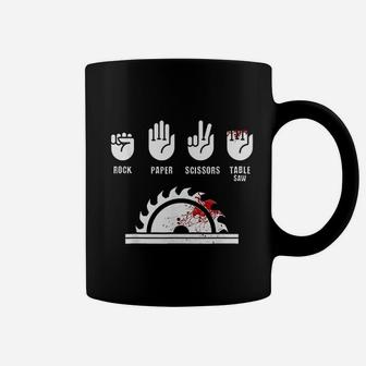Funny Carpenter Gifts Rock Paper Scissors Table Saw Coffee Mug - Seseable