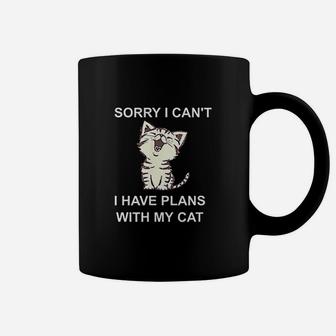 Funny Cat For Women Sorry I Cant I Have Plans Coffee Mug - Seseable