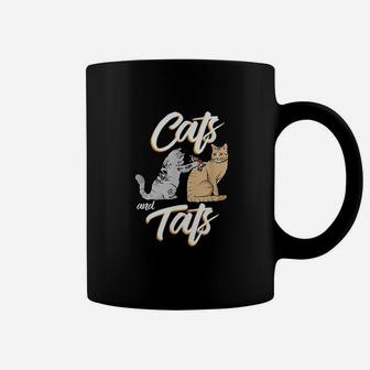 Funny Cat Gift Here Cute Cats And Tats Coffee Mug - Seseable