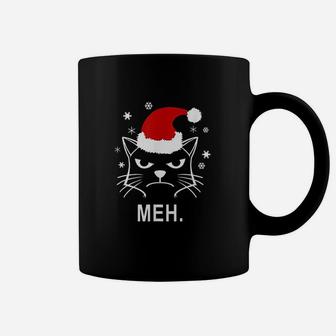 Funny Christmas Cat Meh Coffee Mug - Seseable