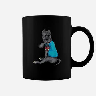 Funny Dog Pitbull I Love Dad Tattoo Coffee Mug - Seseable