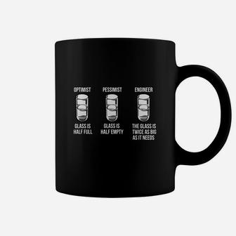 Funny Engineering Shirt, Optimist Pessimist Engineer Glass Coffee Mug - Seseable