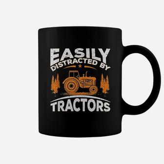Funny Farming Quote Gift Easily Distracted By Tractors Coffee Mug - Seseable
