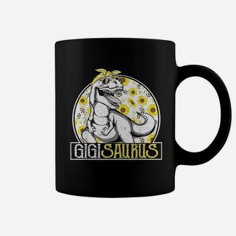 Funny Gigi Saurus Sunflower Dinosaur Grandma T Rex Coffee Mug - Seseable