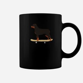 Funny Great Rottweiler Skateboarding Puppy Dog Gift Coffee Mug - Seseable