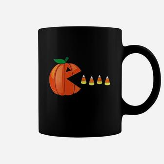 Funny Halloween Pumpkin Eating Candy Corn Gift Coffee Mug - Seseable