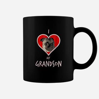Funny I Love My Pug Dog Grandson Coffee Mug - Seseable