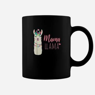 Funny Mama Llama Boho Flowers Pink Heart Coffee Mug - Seseable