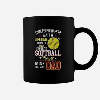 Funny My Favorite Softball Player Calls Me Dad Coffee Mug - Seseable