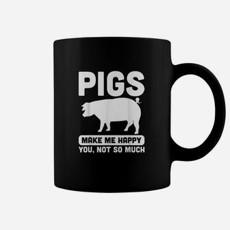 Funny Pigs Make Me Happy Design For Pig Farmers Coffee Mug - Seseable