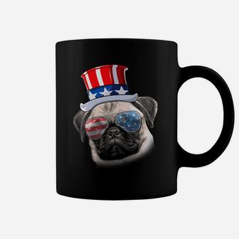 Funny Pug American Flag Dog 4th Of July Patriotic Coffee Mug - Seseable