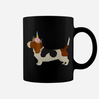 Funny Rainbow Unicorn Bassett Hound Dog Gift Coffee Mug - Seseable