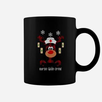 Funny Reindeer Buffalo Plaid Nurse Aide Crew Lover Gift Xmas Coffee Mug - Seseable